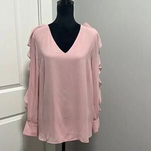 IMNYC PINK RUFFLED LONG SLEEVES TOP BLOUSE SIZE M